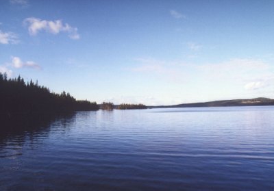 Foto: blauer Himmel über schwedischem See